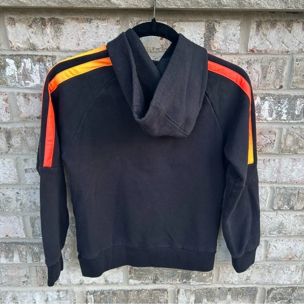 Adidas Youth Black Hoodie w/ Red & Orange Stripes | Size M (10/12)